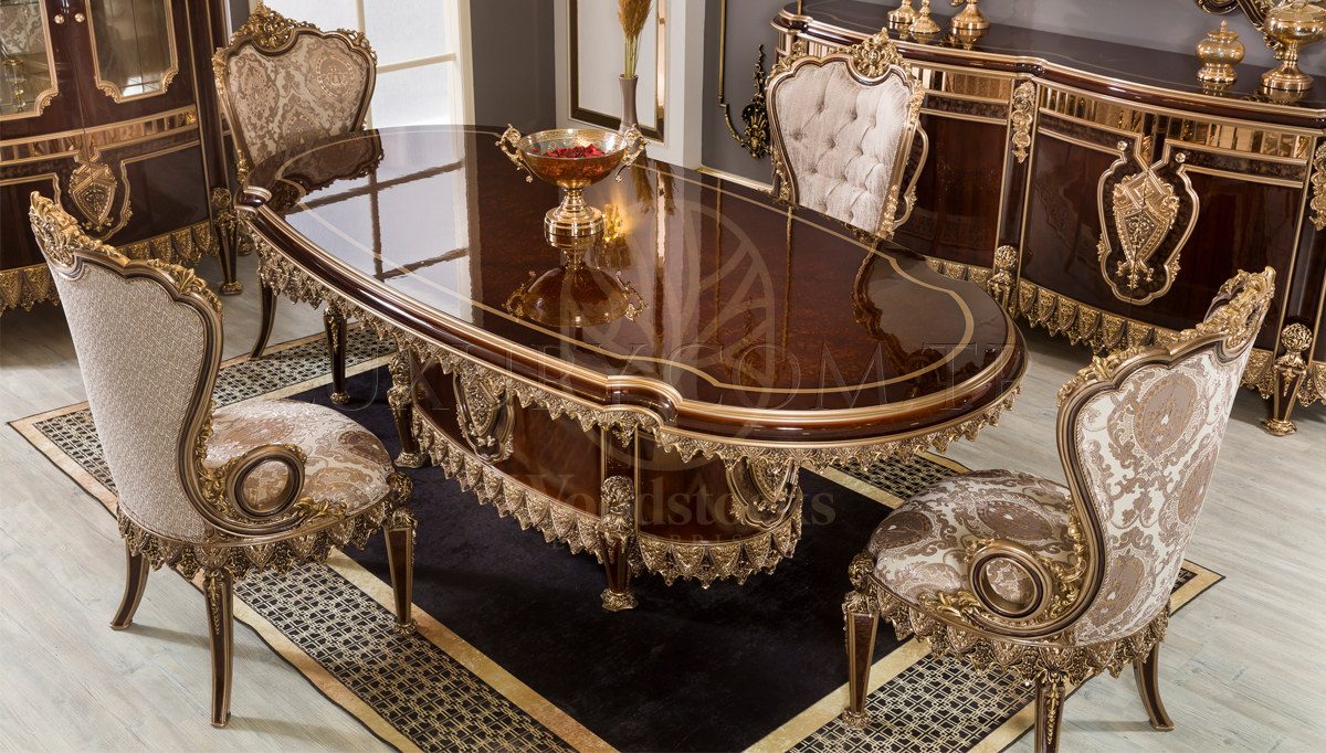 Royal Melina Brown Hand Carved Teak Dining Table Set, Saharanpur, view 3