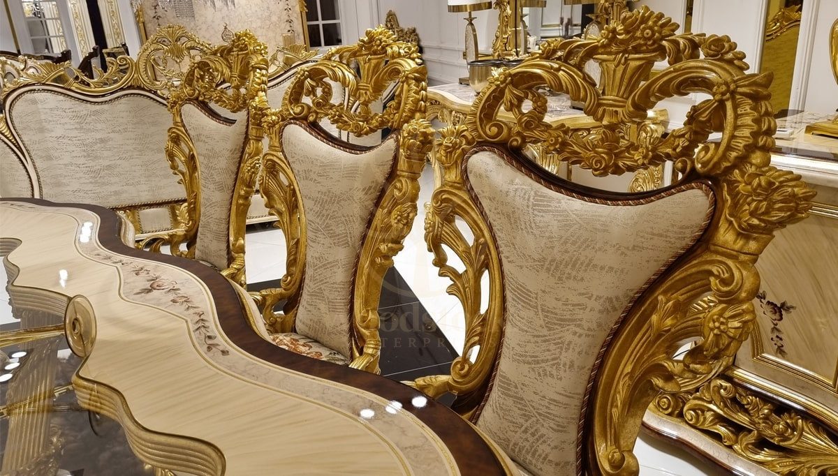 Royal Kral Hand Carved Teak Dining Table Set II, Saharanpur, view 2
