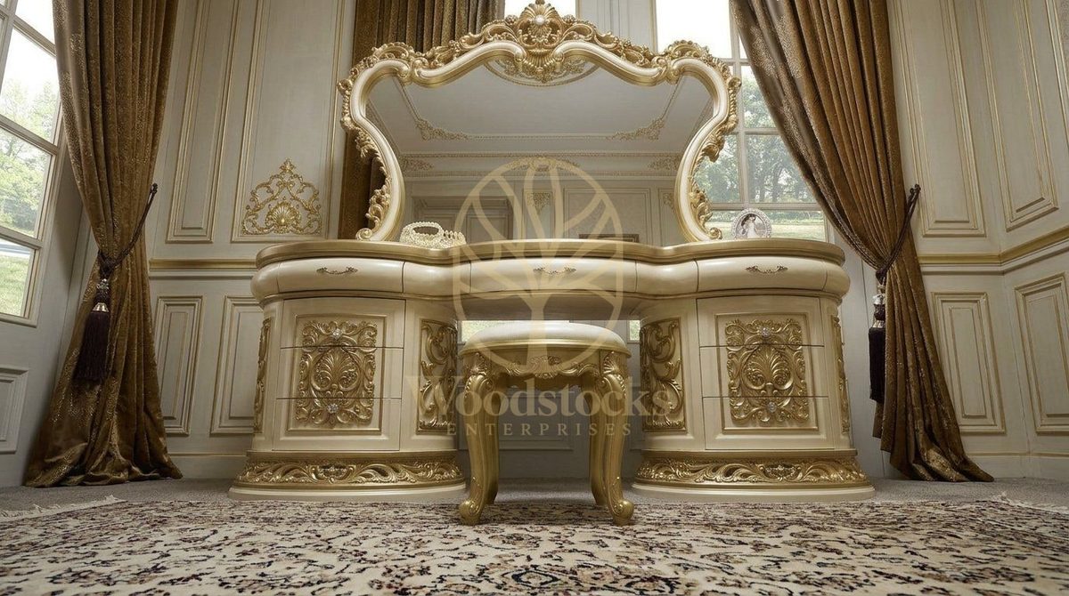 Teak Ornate Gold Dressing Table III, view 6