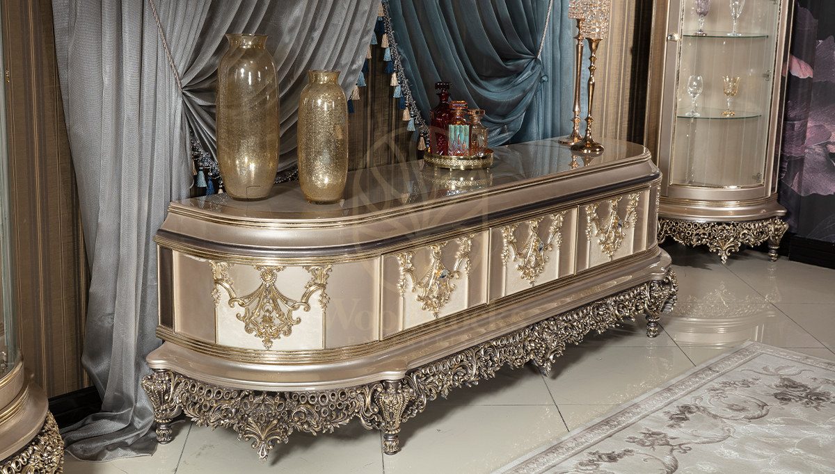 Royal Lefkosa Hand Carved Teak TV Cabinet, Saharanpur, view 2