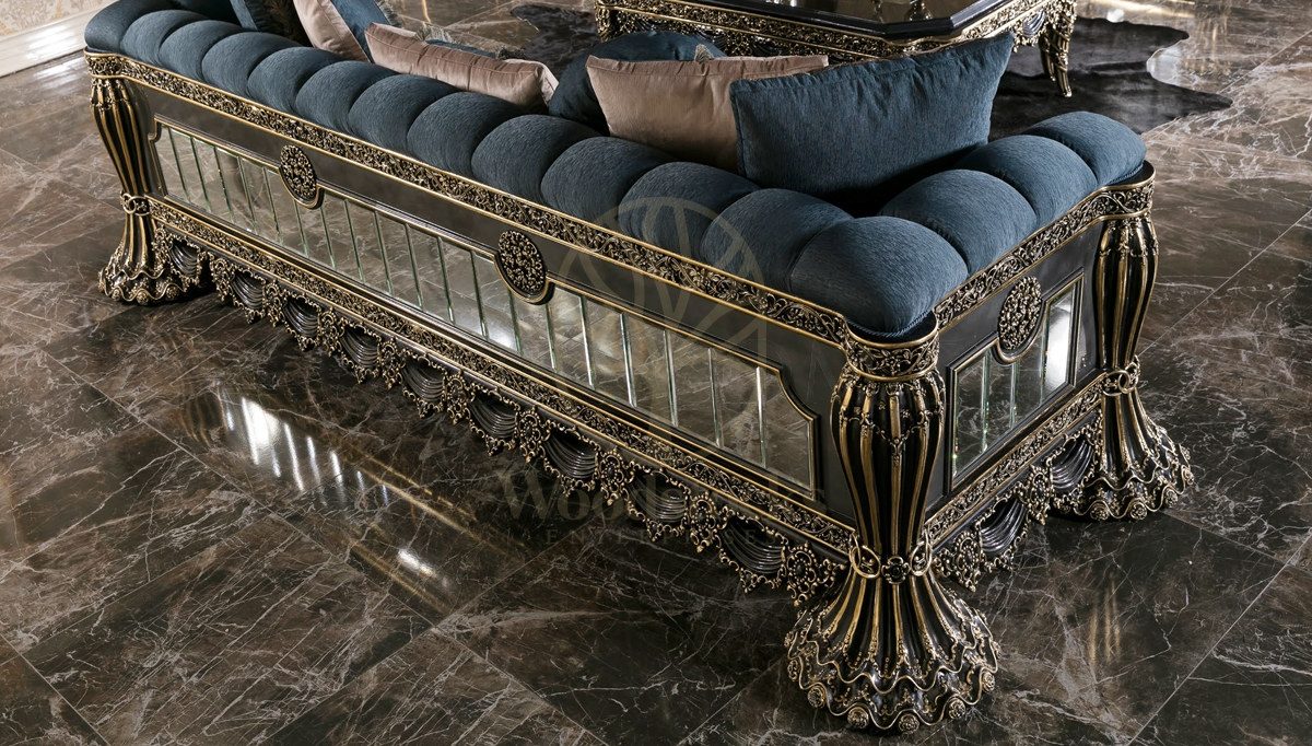 Royal Cape Grey Hand Carved Teak Sofa Set, Saharanpur, view 2
