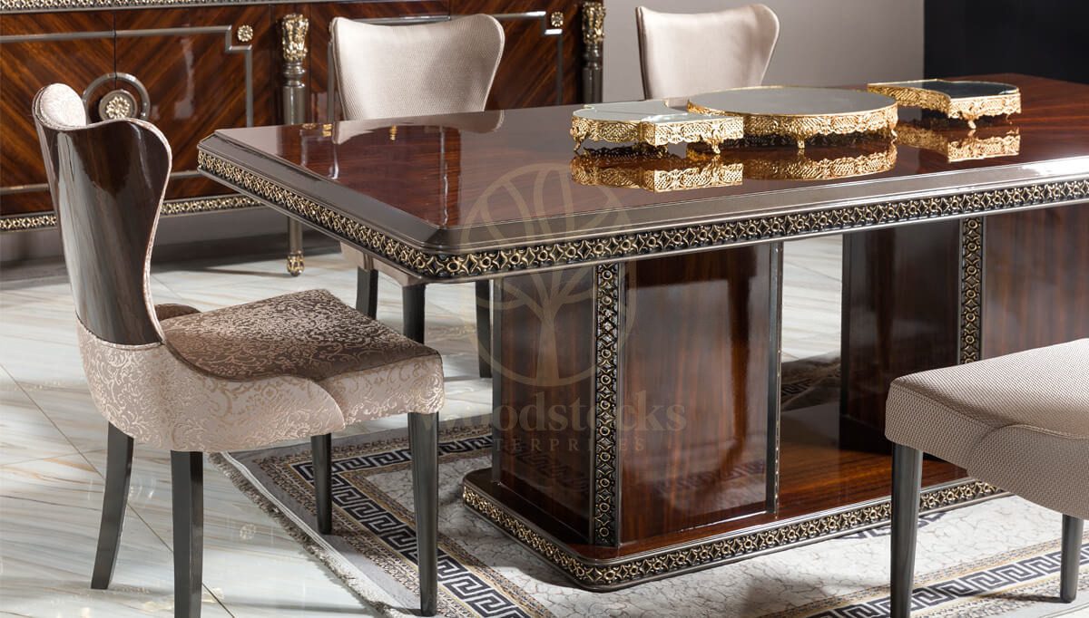 Royal Valdera Hand Carved Teak Dining Table Set, Saharanpur, view 6