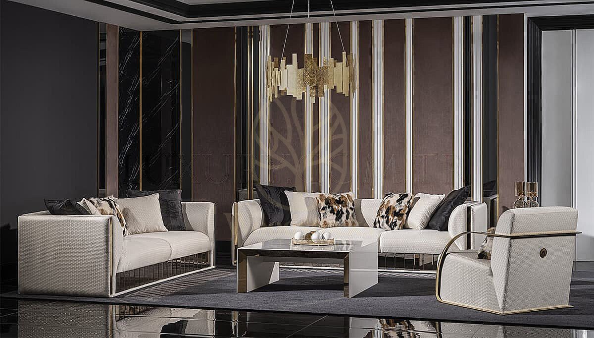 Luxury Rovena Gold Handcrafted Teak Sofa Set, Saharanpur, view 4