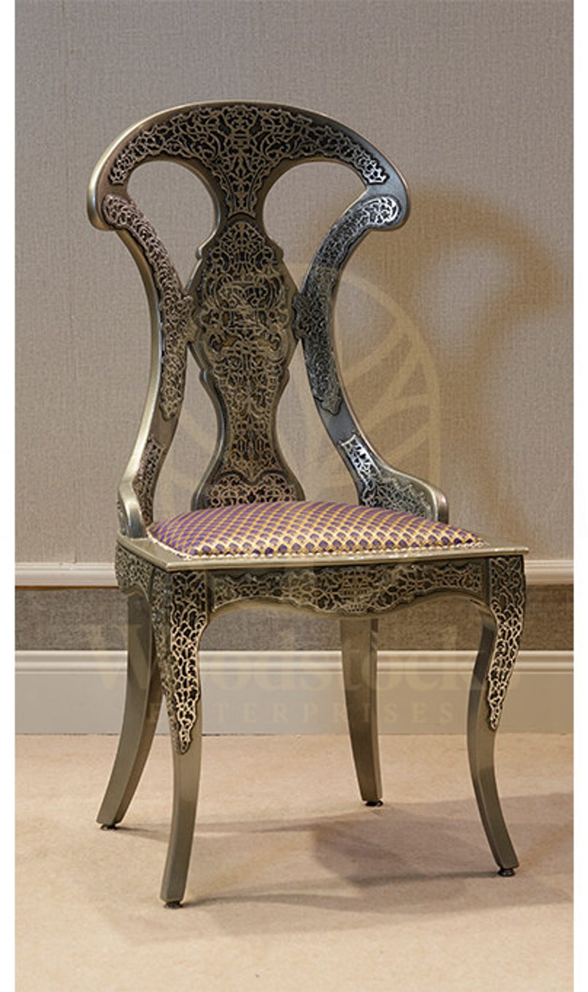 Luxury Laos Handcrafted Teak Armchair, Saharanpur, view 2