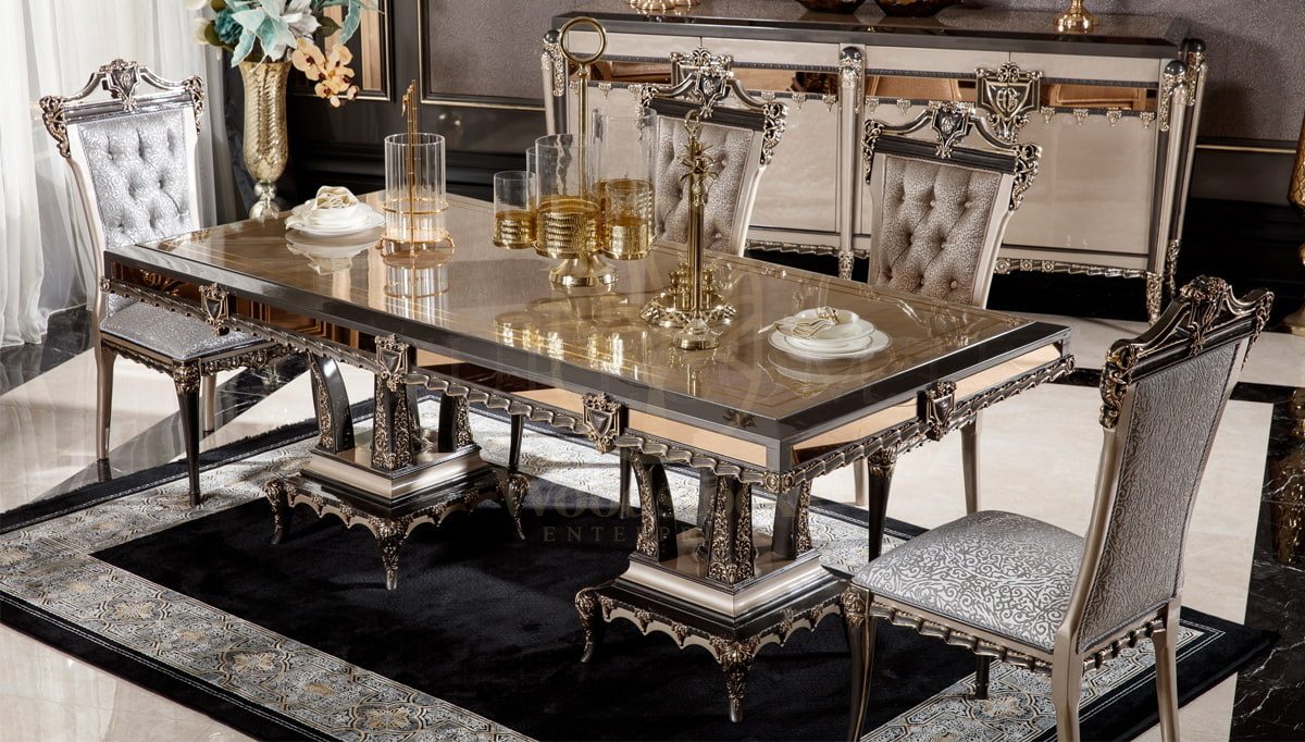 Royal Tuvalya Bronze Hand Carved Teak Dining Table Set, Saharanpur, view 3