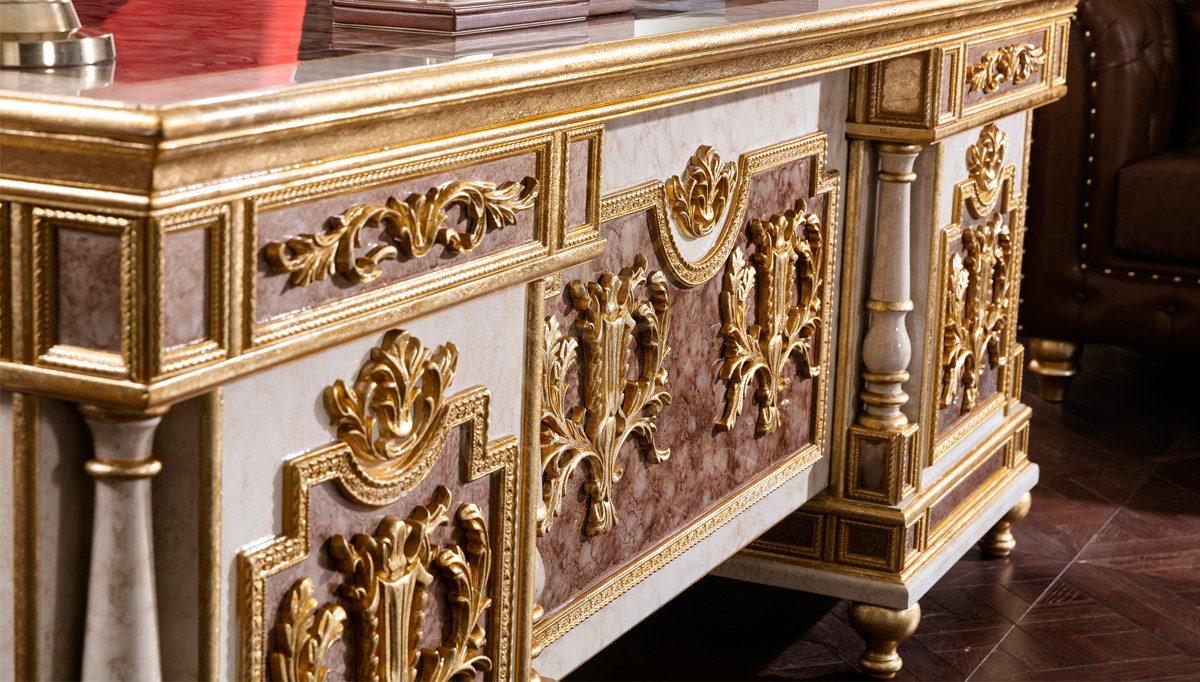 Royal Balamir Hand Carved Teak Office Table, Saharanpur, view 5