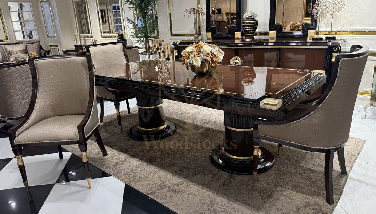 Royal Mansion Hand Carved Teak Dining Table Set, Saharanpur, view 9