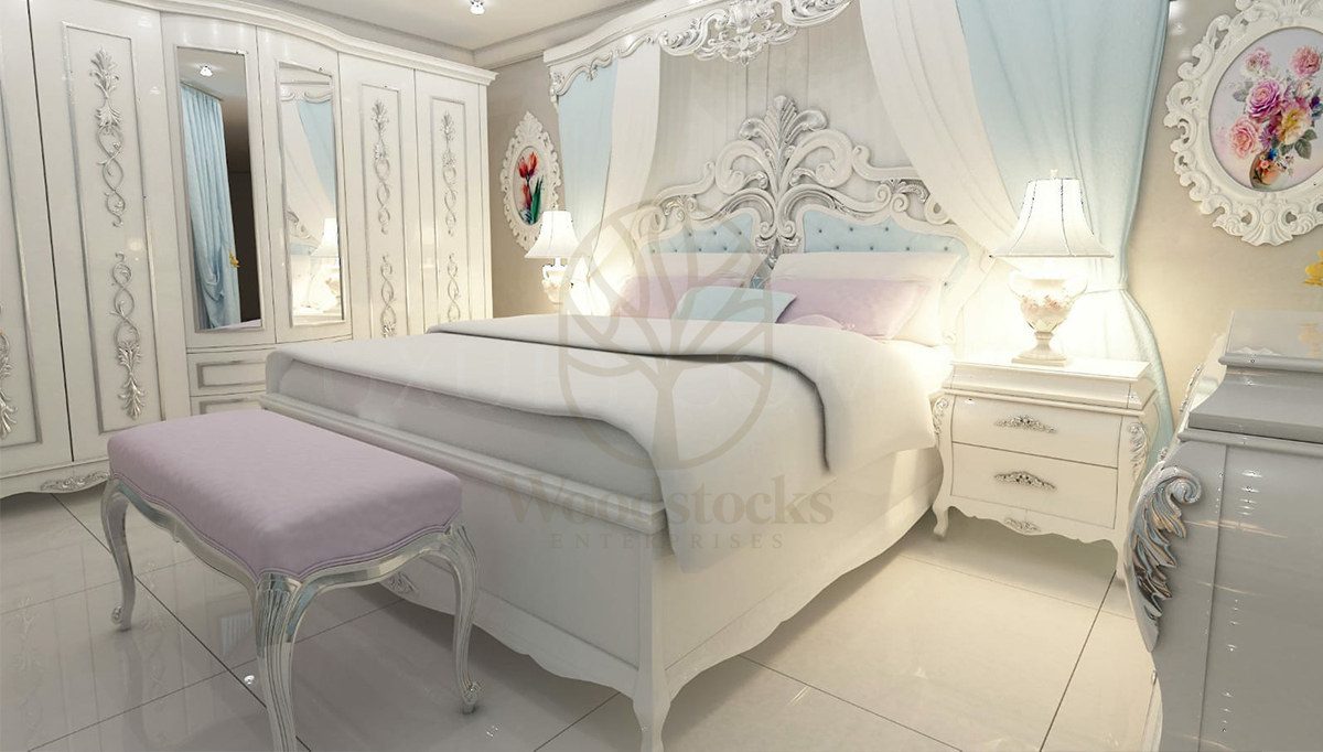 Royal Nabire Hand Carved Teak King Size Bed, Saharanpur, King Size Bed