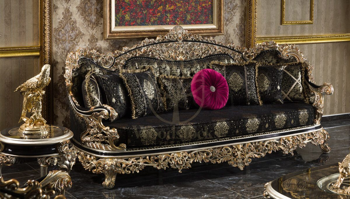 Royal Altay Black Hand Carved Teak Sofa Set II, Saharanpur, view 2