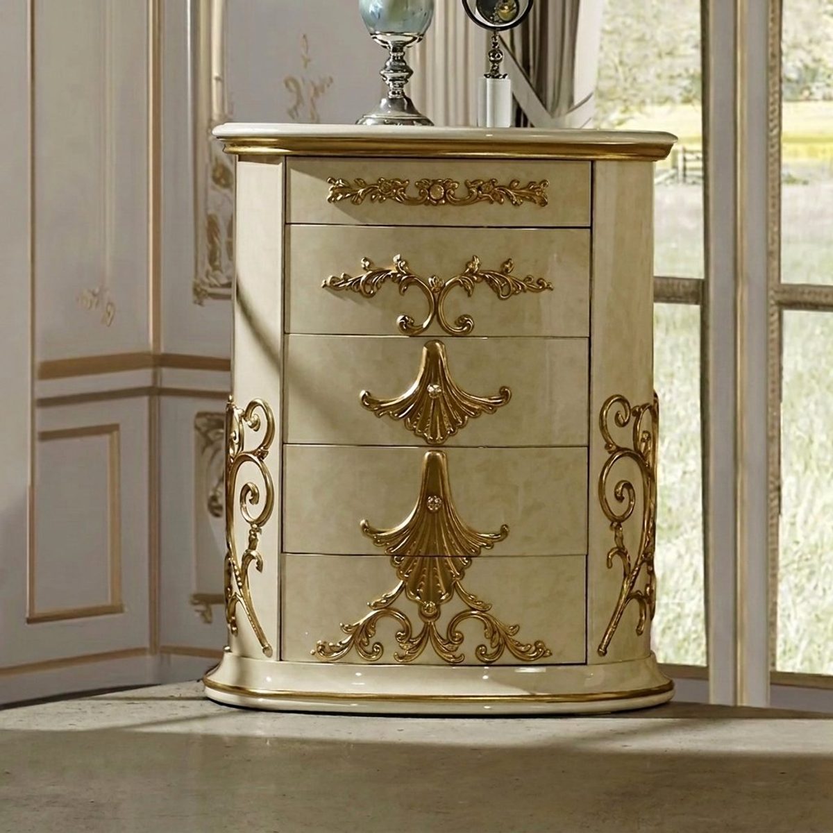 Teak Ornate Gold Chest of Drawers, Chest Of Drawers