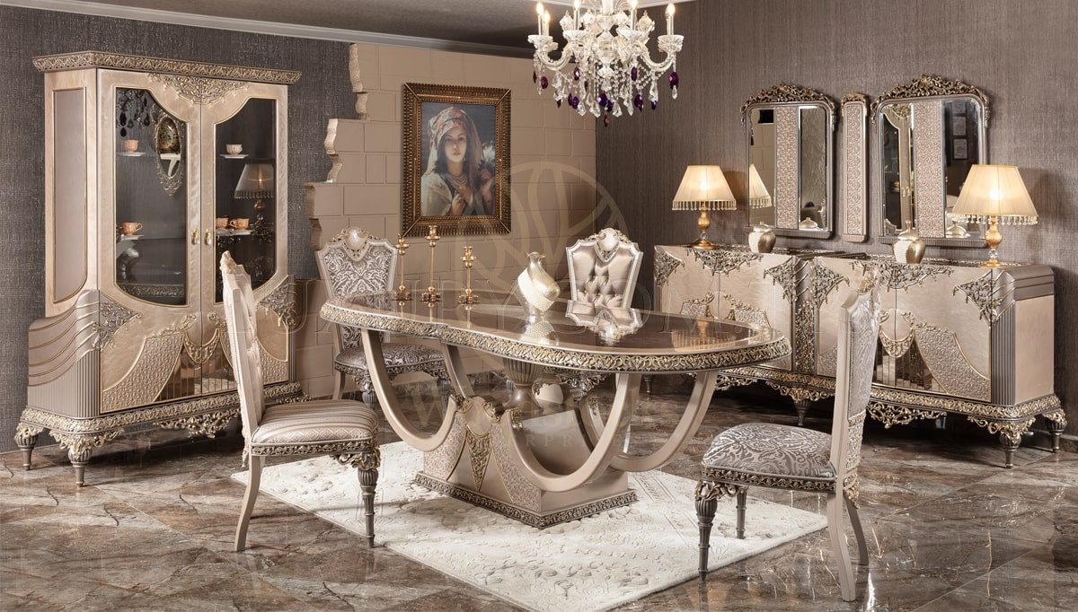 Royal Valena Hand Carved Teak Dining Table Set, Saharanpur, Dining Table