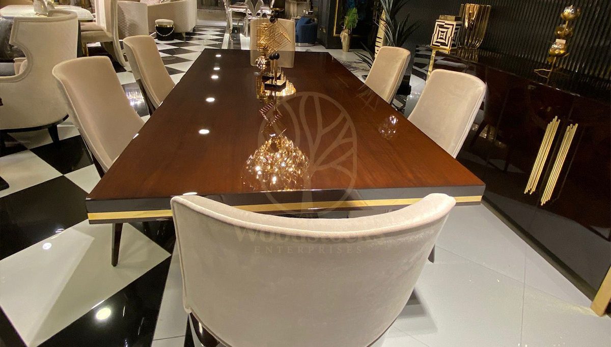 Luxury Senteus Handcrafted Teak Dining Table Set, Saharanpur, view 9
