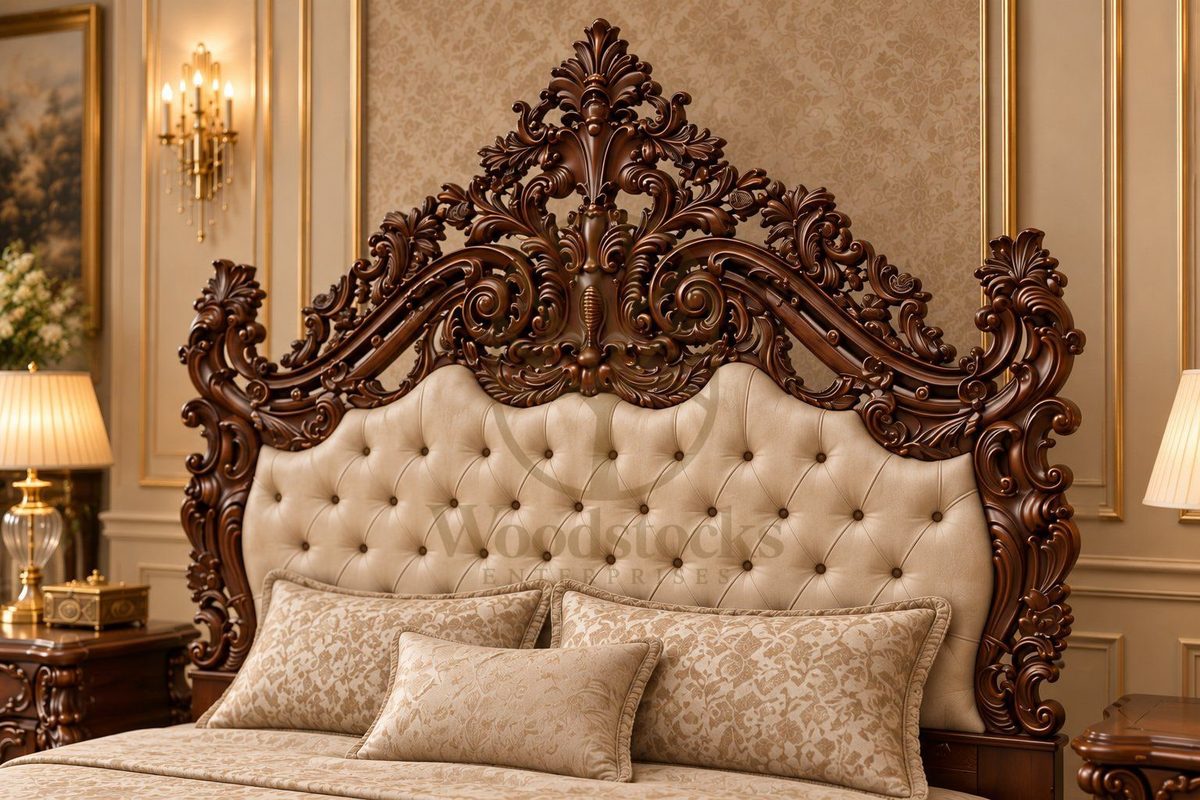 Maharaja Luxury Hand-Carved Teak King Bed II, view 3