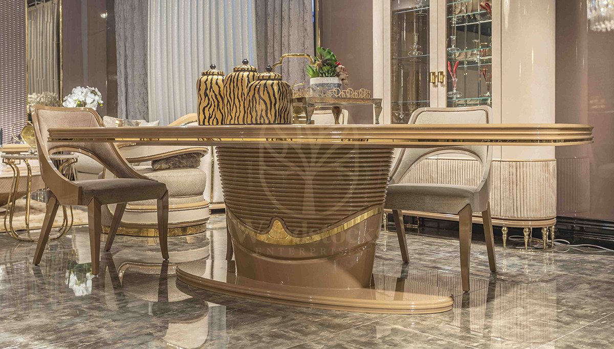 Luxury Mozena Handcrafted Teak Dining Table Set, Saharanpur, view 8