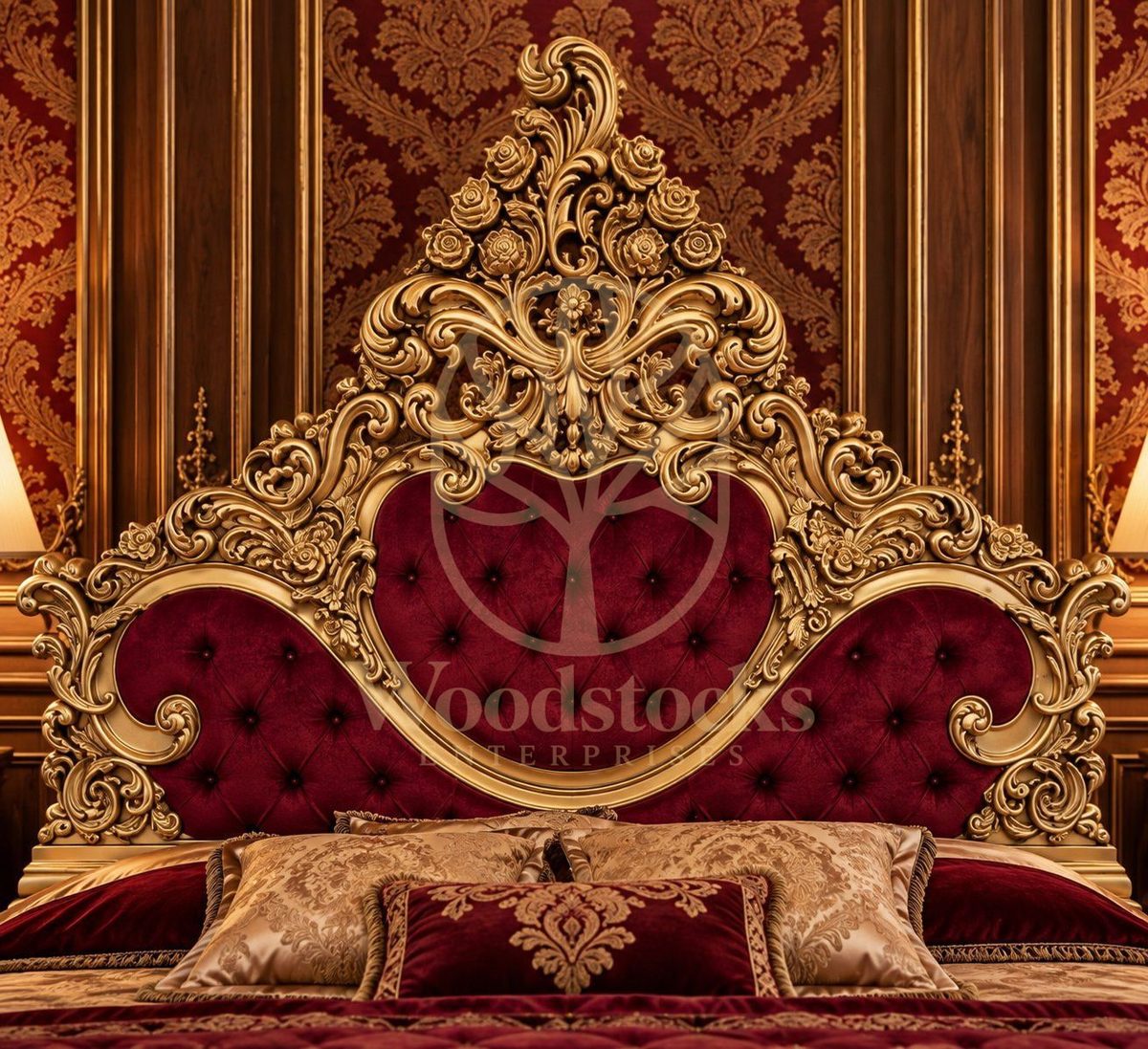 Maharaja Heart-Shaped Carved King Size Bed, alternate view