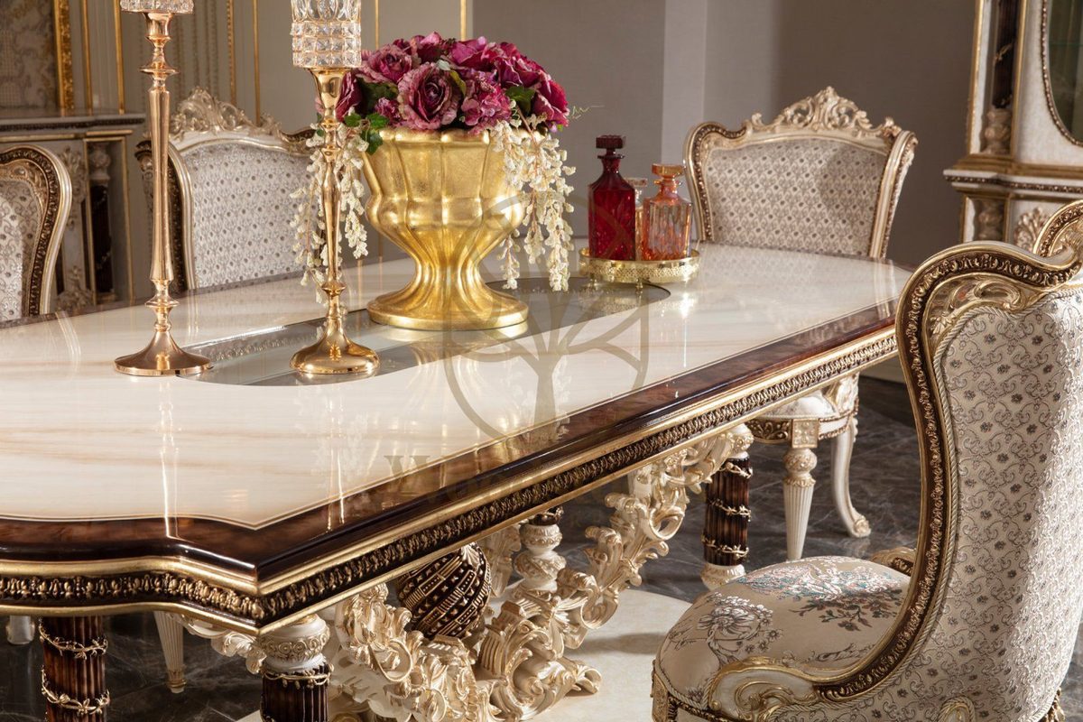 Teak Monaco Cream and Gold Dining Set, view 16