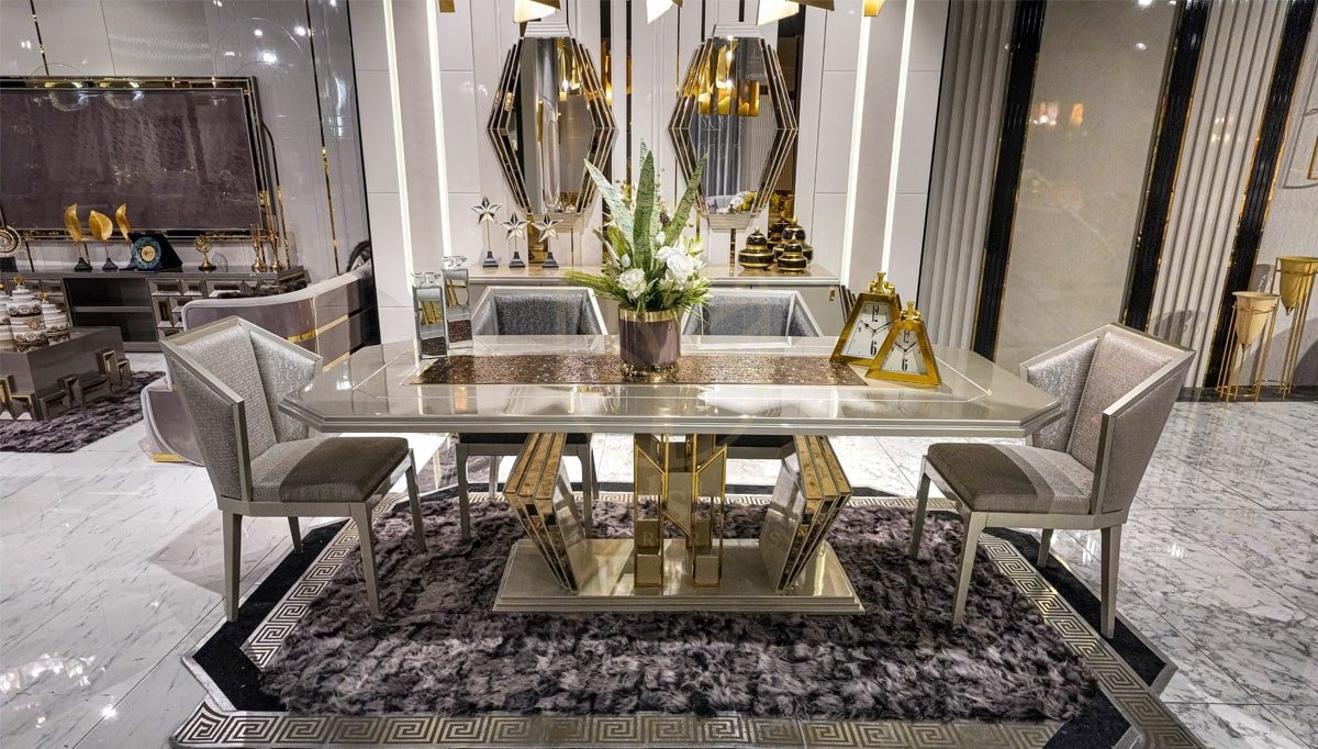 Luxury Tropez Handcrafted Teak Dining Table Set, Saharanpur, view 3