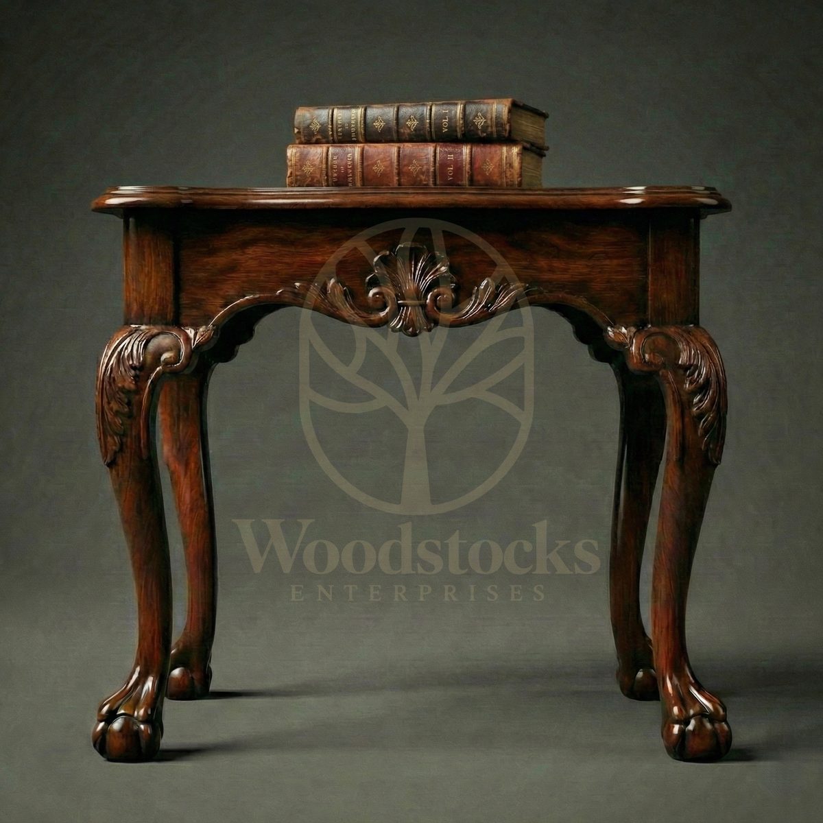 Hand Carved Teak Georgian Ball-and-Claw Side Table, Saharanpur, End Table / Corner Table