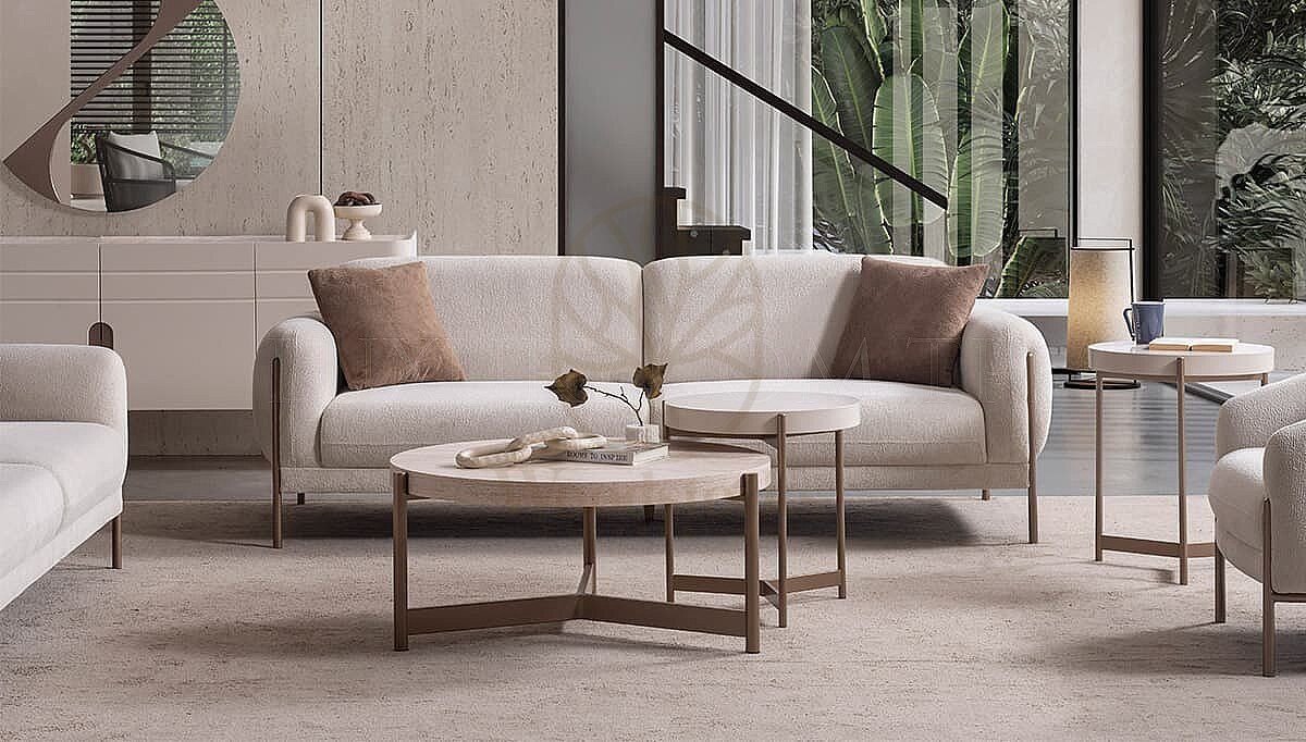 Luxury Zenith Beige Handcrafted Teak Sofa Set, Saharanpur, view 2