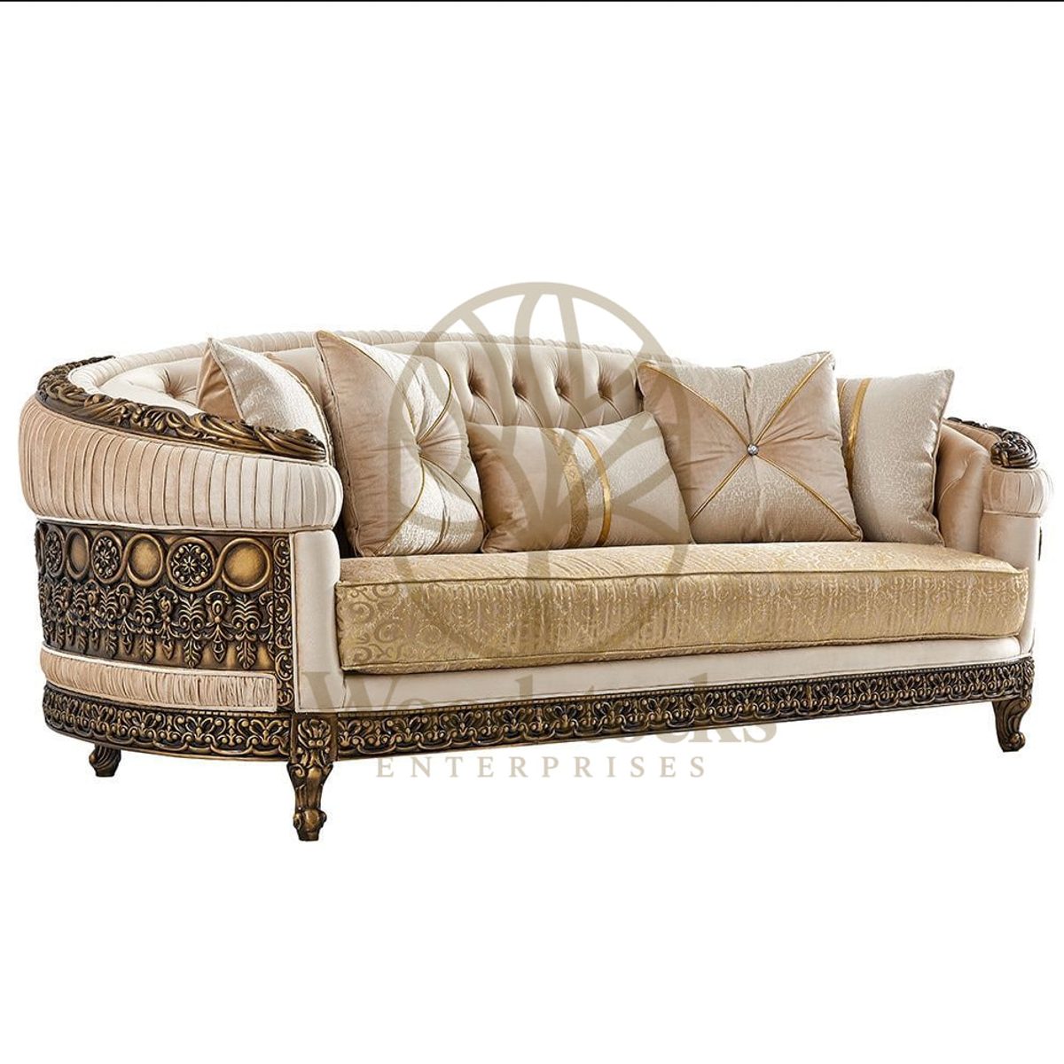 Teak Royal Italian Luxury Sofa Set, alternate view