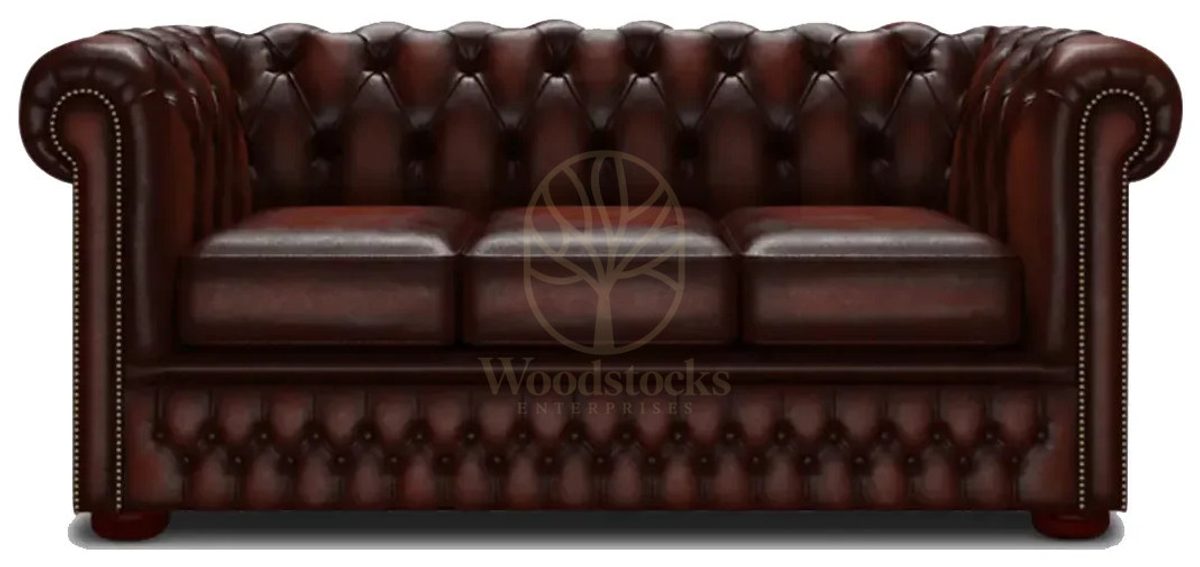 Royal Three Chesterfield Leather Hand Carved Teak Sofa Set, Saharanpur, Sofa Set