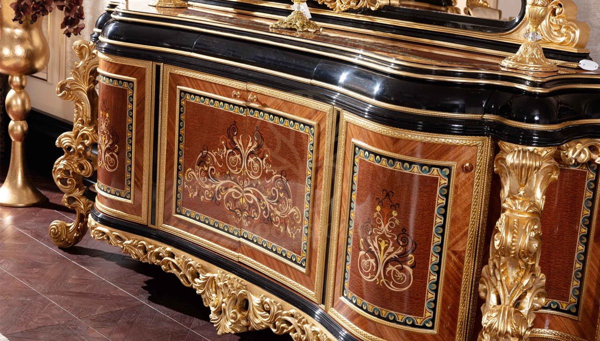 Royal Panamera Marquetry Hand Carved Teak Dining Table Set, Saharanpur, view 7
