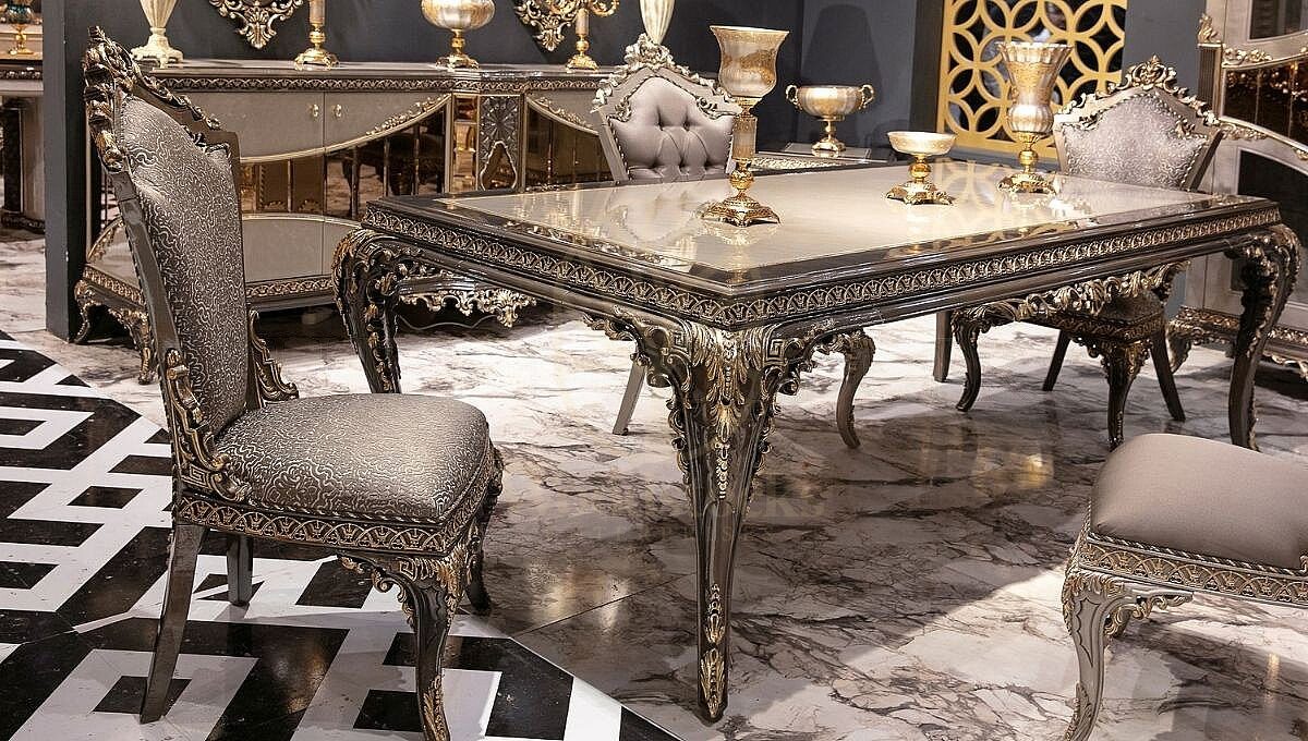 Royal Lotusa Hand Carved Teak Dining Table Set, Saharanpur, view 3