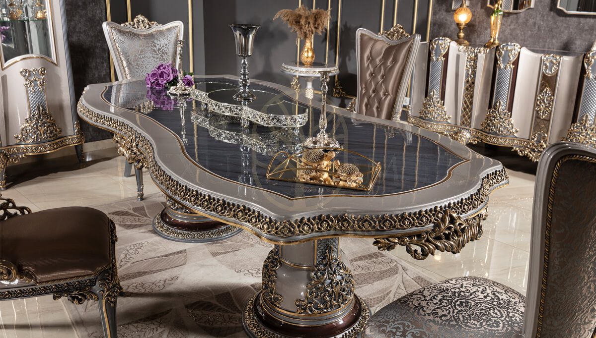 Royal Potenza Hand Carved Teak Dining Table Set, Saharanpur, view 6