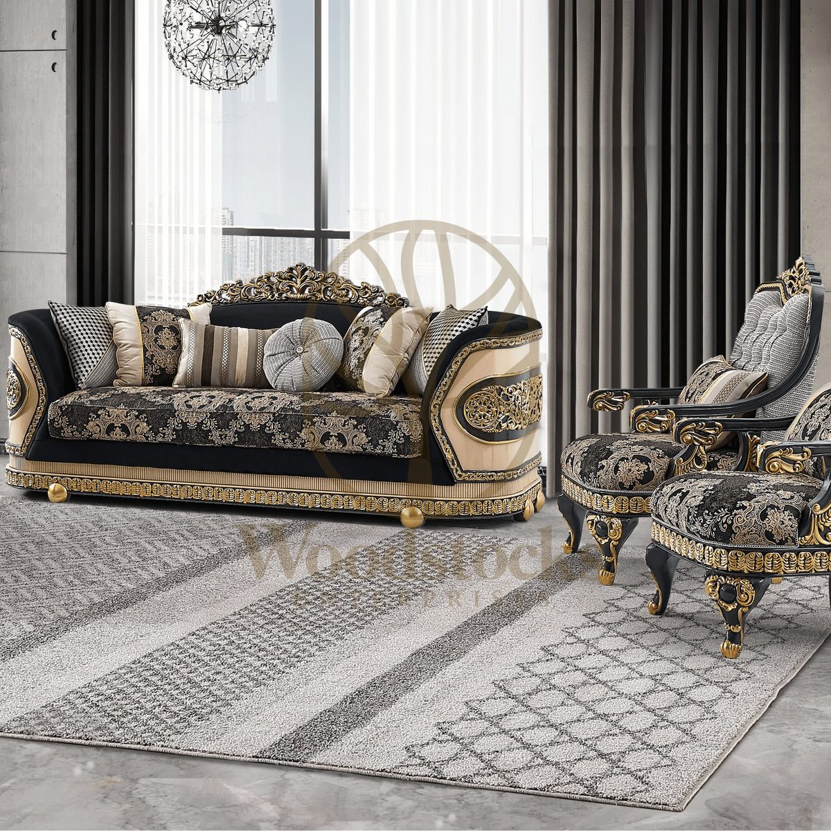 Teakwood Maharaja Arabic 3-Piece Sofa Set, Sofa Set