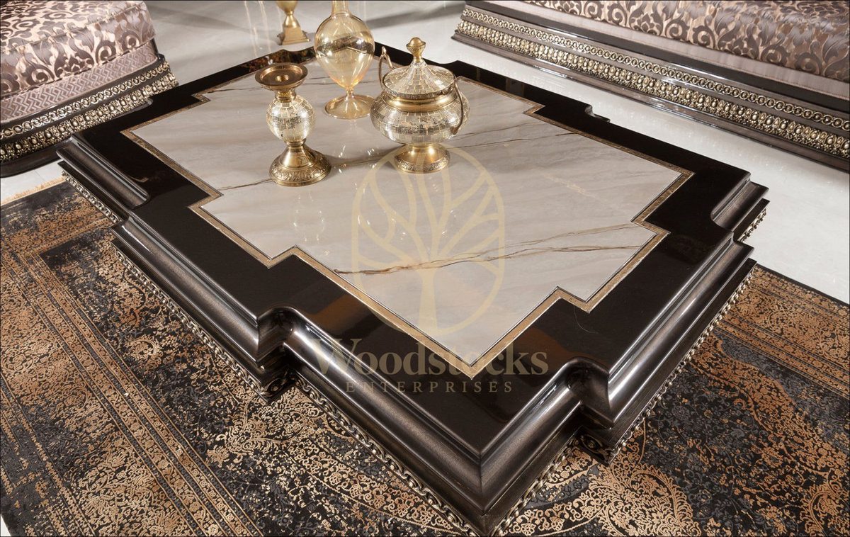 Teak Palace Brown and Gold Center Table, Center Table