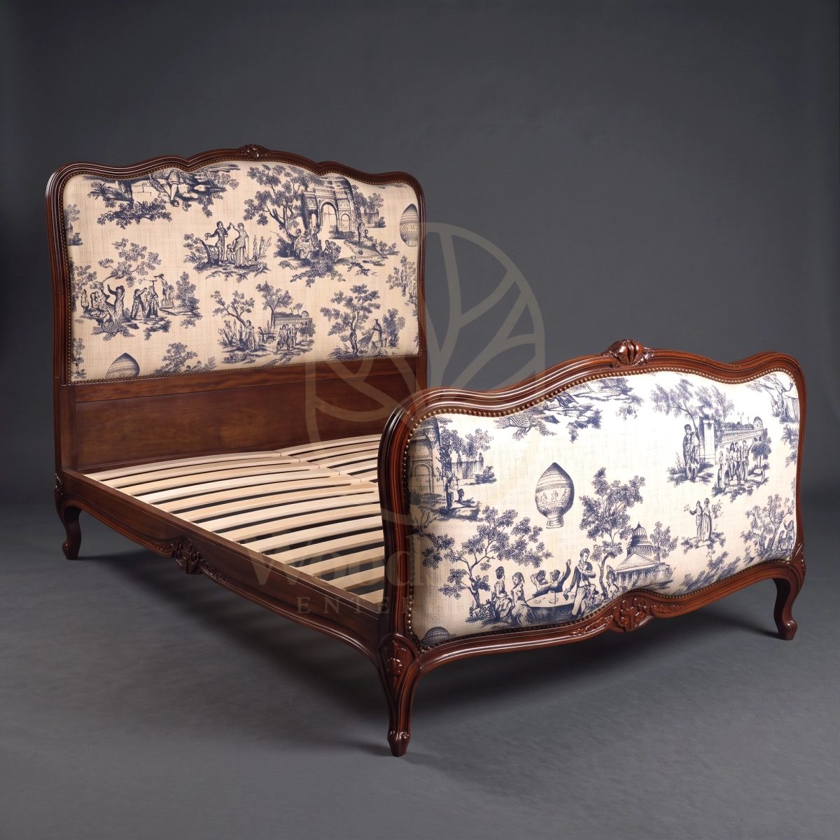 Royal Teak Louis XV Montgolfier Toile Bed, Saharanpur, view 2