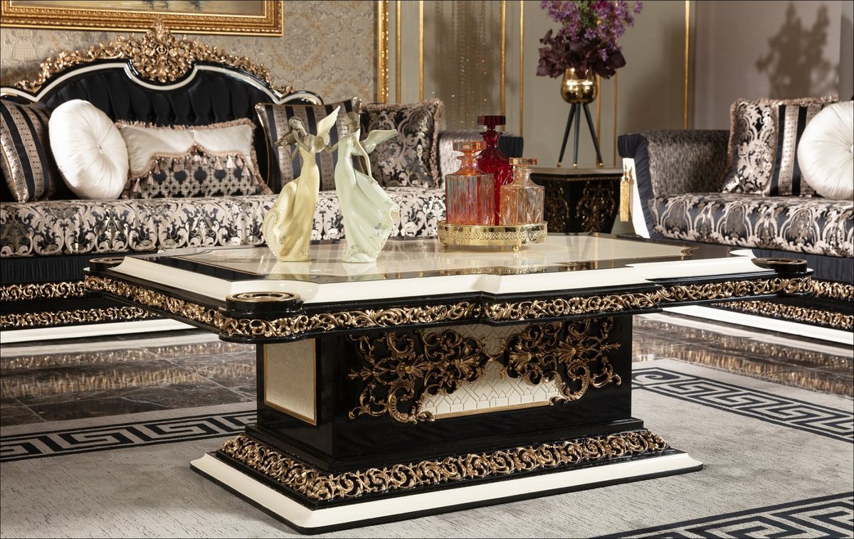 Teak Lyon Black and Gold Center Table, Center Table