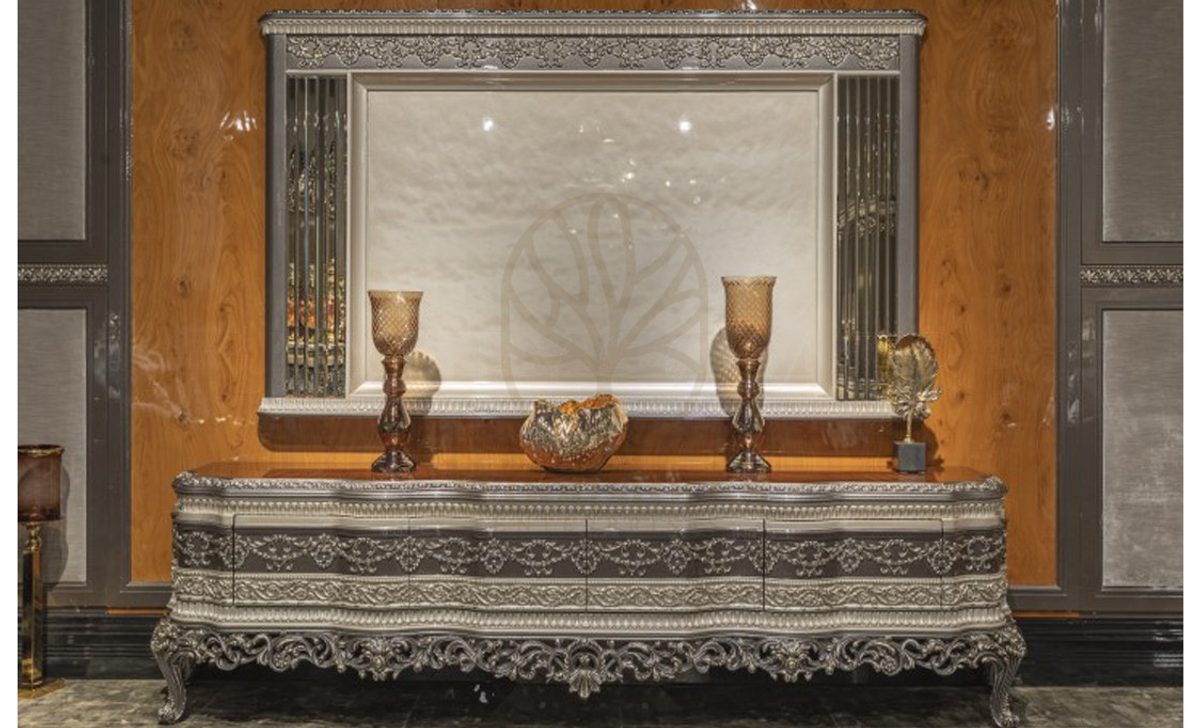 Royal Cenevre Hand Carved Teak TV Cabinet, Saharanpur, TV Cabinet