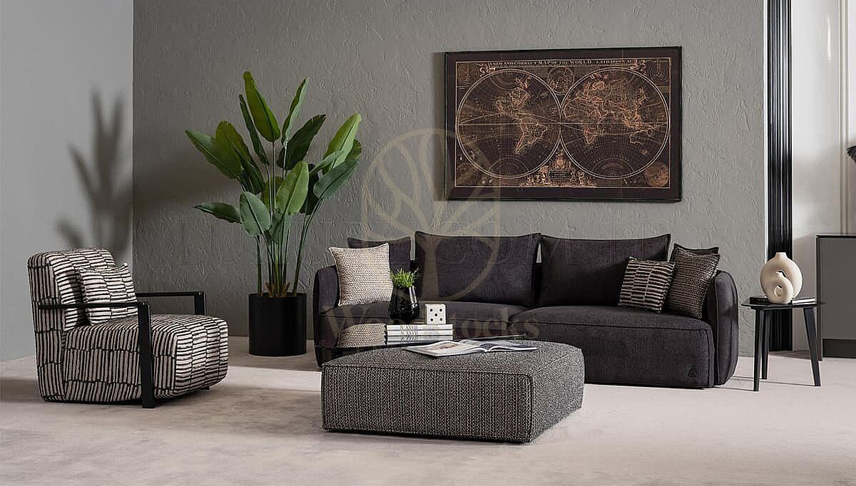 Luxury Arvento Grey Handcrafted Teak Sofa Set, Saharanpur, view 2