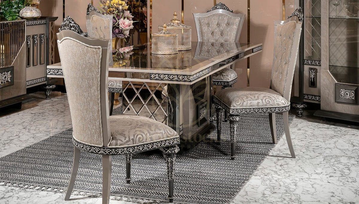 Royal Tarcin Hand Carved Teak Dining Table Set, Saharanpur, view 2