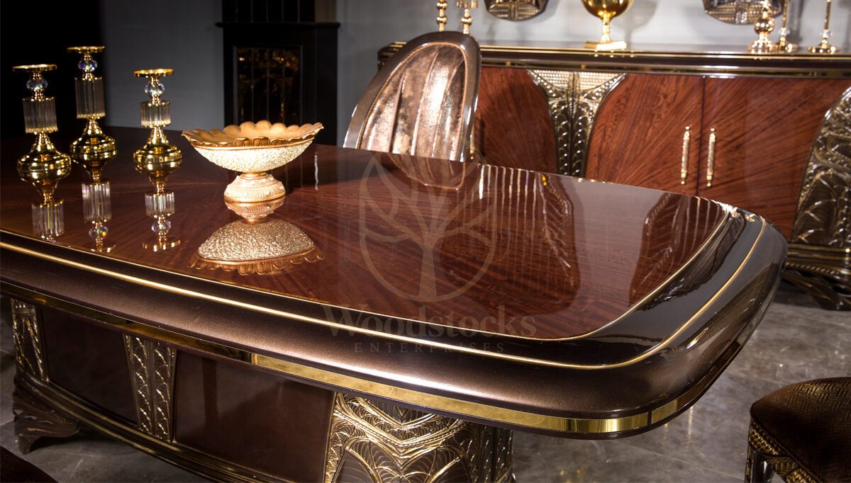 Luxury Viyola Brown Handcrafted Teak Dining Table Set, Saharanpur, view 3