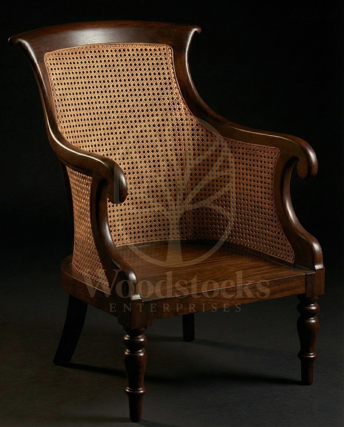 Royal Teak Colonial Regency Planter’s Cane Armchair, Saharanpur, view 3