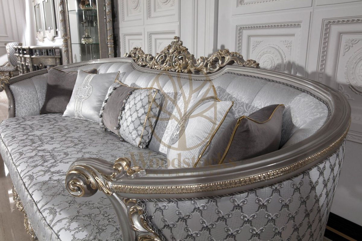 Teak Nora Silver Grey Carved Sofa Set, view 12