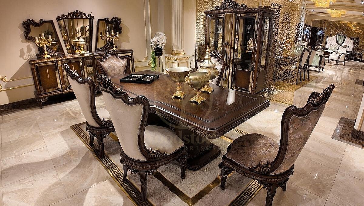 Royal Luxera Hand Carved Teak Dining Table Set, Saharanpur, Dining Table