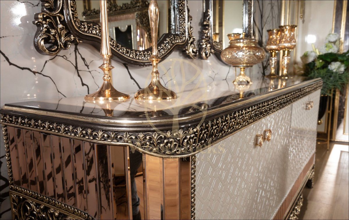 Teak Lagos Ivory and Copper Console Table, alternate view