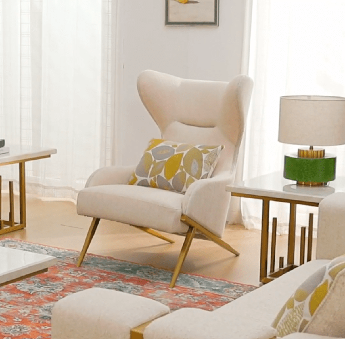 WSE High Quality Teak Wood Contemporary White Bedroom Chair, Bedroom Chair