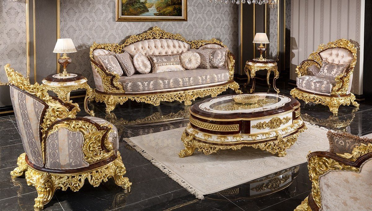 Royal Hunkar Hand Carved Teak Sofa Set II, Saharanpur, Sofa Set