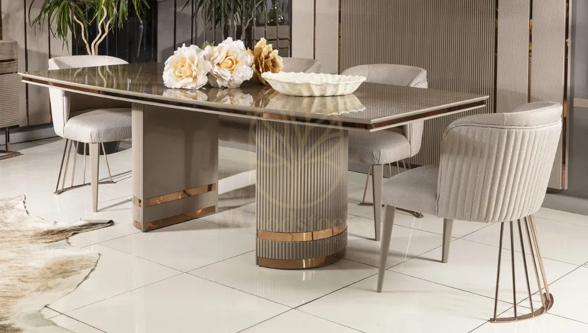 Luxury Monna Handcrafted Teak Dining Table Set, Saharanpur, view 6