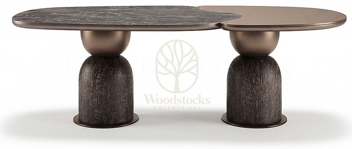 Luxury Kardelen Brown Handcrafted Teak Dining Table Set, Saharanpur, view 6