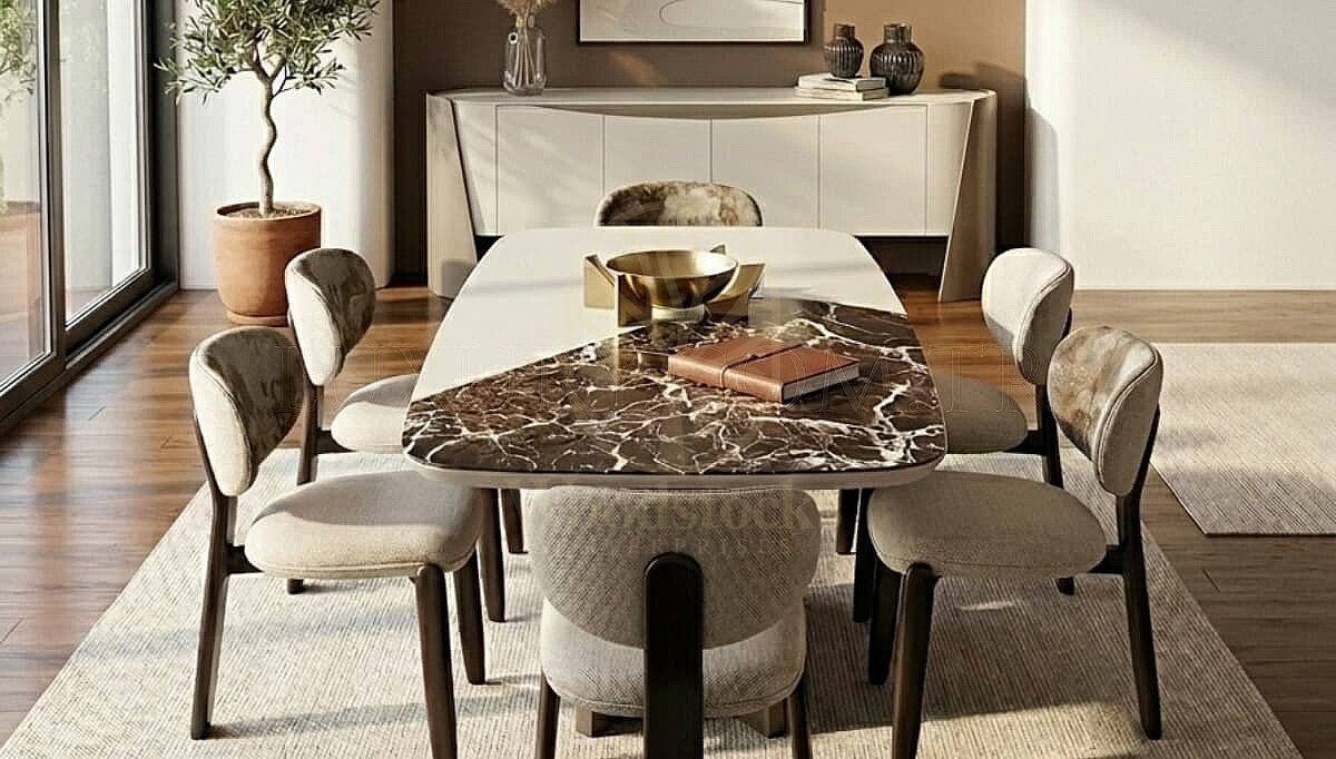Luxury Florya Handcrafted Teak Dining Table Set, Saharanpur, view 3