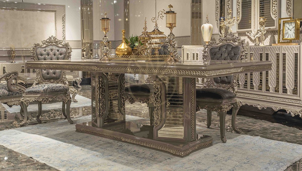 Royal Dore Hand Carved Teak Dining Table Set, Saharanpur, view 9