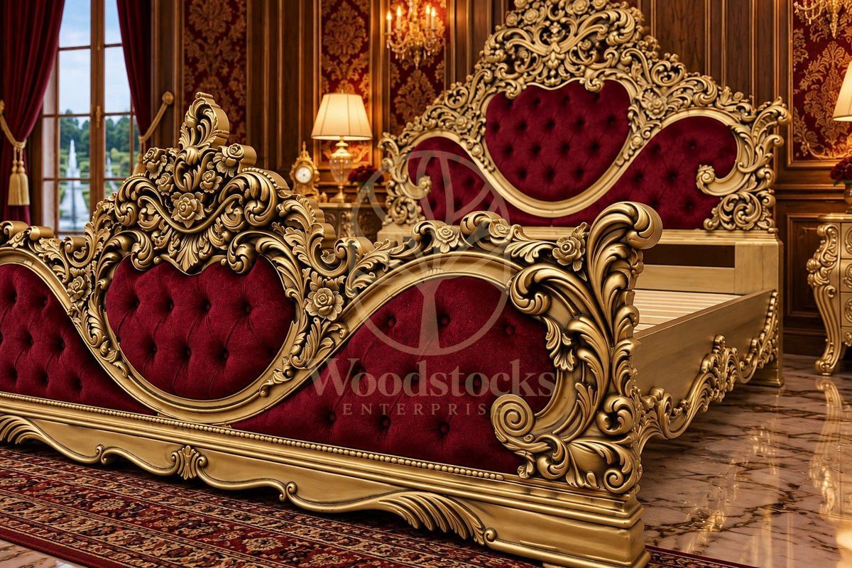 Maharaja Heart-Shaped Carved King Size Bed, view 4
