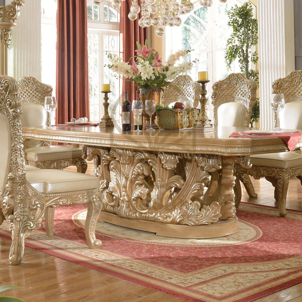 Teak Antique Silver Dining Table, Dining Table