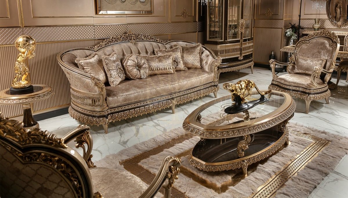 Royal Elviyon Hand Carved Teak Sofa Set, Saharanpur, Sofa Set