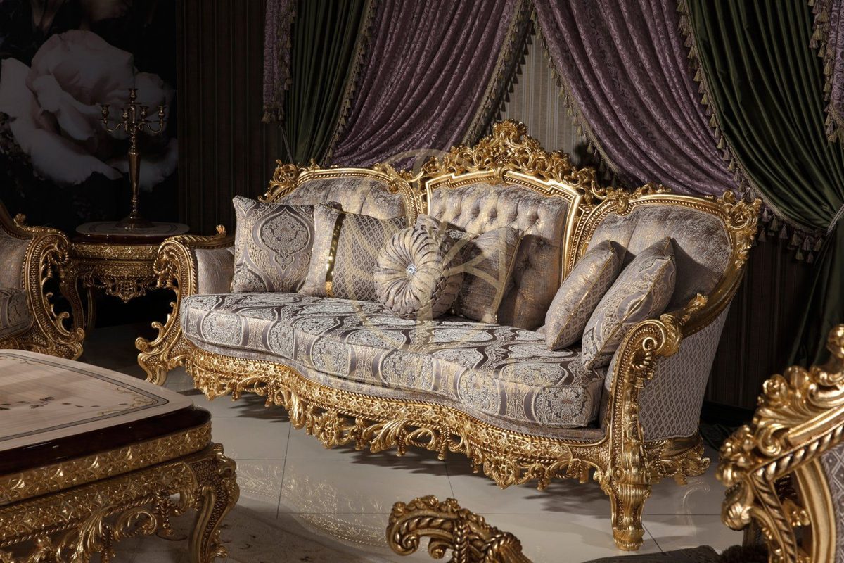 Teak Sovereign Antique Gold and Brown Sofa Set, view 5